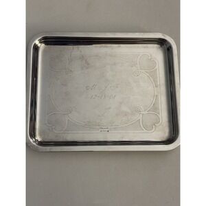 Christofle Small Rectangle Silver Plated Mini Tray with Engravings